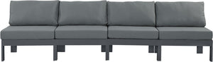 Nizuc Waterproof Fabric / Aluminum / Foam Contemporary Grey Waterproof Fabric Outdoor Patio Modular Sofa - 120" W x 30" D x 34" H