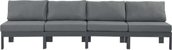 Nizuc Waterproof Fabric / Aluminum / Foam Contemporary Grey Waterproof Fabric Outdoor Patio Modular Sofa - 120" W x 30" D x 34" H