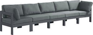 Nizuc Waterproof Fabric / Aluminum / Foam Contemporary Grey Waterproof Fabric Outdoor Patio Modular Sofa - 150" W x 30" D x 34" H
