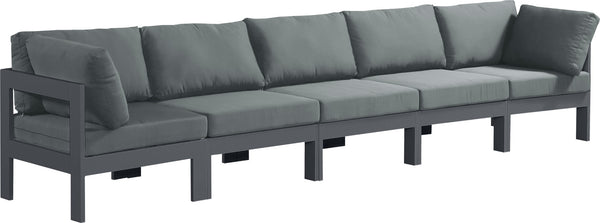 Nizuc Waterproof Fabric / Aluminum / Foam Contemporary Grey Waterproof Fabric Outdoor Patio Modular Sofa - 150" W x 30" D x 34" H
