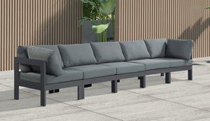 Nizuc Waterproof Fabric / Aluminum / Foam Contemporary Grey Waterproof Fabric Outdoor Patio Modular Sofa - 150" W x 30" D x 34" H