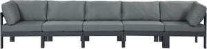 Nizuc Waterproof Fabric / Aluminum / Foam Contemporary Grey Waterproof Fabric Outdoor Patio Modular Sofa - 150" W x 30" D x 34" H