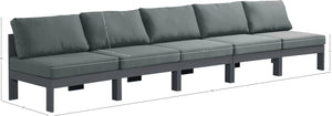 Nizuc Waterproof Fabric / Aluminum / Foam Contemporary Grey Waterproof Fabric Outdoor Patio Modular Sofa - 150" W x 30" D x 34" H