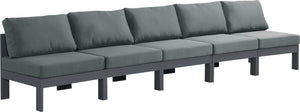Nizuc Waterproof Fabric / Aluminum / Foam Contemporary Grey Waterproof Fabric Outdoor Patio Modular Sofa - 150" W x 30" D x 34" H