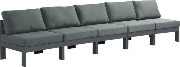 Nizuc Waterproof Fabric / Aluminum / Foam Contemporary Grey Waterproof Fabric Outdoor Patio Modular Sofa - 150" W x 30" D x 34" H