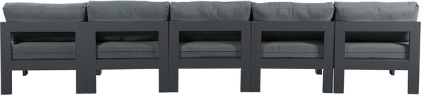 Nizuc Waterproof Fabric / Aluminum / Foam Contemporary Grey Waterproof Fabric Outdoor Patio Modular Sofa - 150" W x 30" D x 34" H