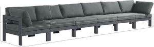 Nizuc Waterproof Fabric / Aluminum / Foam Contemporary Grey Waterproof Fabric Outdoor Patio Modular Sofa - 180" W x 30" D x 34" H