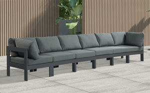 Nizuc Waterproof Fabric / Aluminum / Foam Contemporary Grey Waterproof Fabric Outdoor Patio Modular Sofa - 180" W x 30" D x 34" H