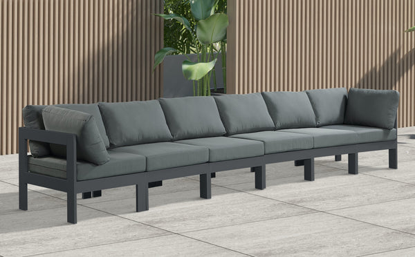 Nizuc Waterproof Fabric / Aluminum / Foam Contemporary Grey Waterproof Fabric Outdoor Patio Modular Sofa - 180" W x 30" D x 34" H