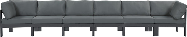 Nizuc Waterproof Fabric / Aluminum / Foam Contemporary Grey Waterproof Fabric Outdoor Patio Modular Sofa - 180" W x 30" D x 34" H