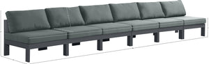 Nizuc Waterproof Fabric / Aluminum / Foam Contemporary Grey Waterproof Fabric Outdoor Patio Modular Sofa - 180" W x 30" D x 34" H