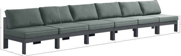 Nizuc Waterproof Fabric / Aluminum / Foam Contemporary Grey Waterproof Fabric Outdoor Patio Modular Sofa - 180" W x 30" D x 34" H