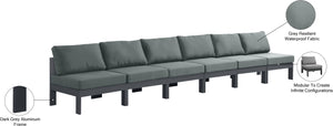 Nizuc Waterproof Fabric / Aluminum / Foam Contemporary Grey Waterproof Fabric Outdoor Patio Modular Sofa - 180" W x 30" D x 34" H