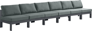 Nizuc Waterproof Fabric / Aluminum / Foam Contemporary Grey Waterproof Fabric Outdoor Patio Modular Sofa - 180" W x 30" D x 34" H