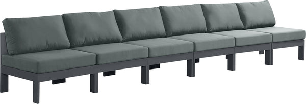 Nizuc Waterproof Fabric / Aluminum / Foam Contemporary Grey Waterproof Fabric Outdoor Patio Modular Sofa - 180" W x 30" D x 34" H