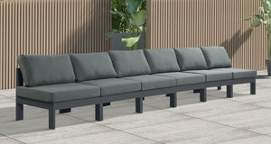 Nizuc Waterproof Fabric / Aluminum / Foam Contemporary Grey Waterproof Fabric Outdoor Patio Modular Sofa - 180" W x 30" D x 34" H