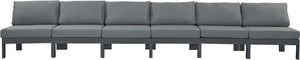 Nizuc Waterproof Fabric / Aluminum / Foam Contemporary Grey Waterproof Fabric Outdoor Patio Modular Sofa - 180" W x 30" D x 34" H
