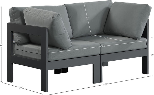 Nizuc Waterproof Fabric / Aluminum / Foam Contemporary Grey Waterproof Fabric Outdoor Patio Modular Sofa - 60" W x 30" D x 34" H