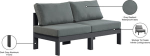 Nizuc Waterproof Fabric / Aluminum / Foam Contemporary Grey Waterproof Fabric Outdoor Patio Modular Sofa - 60" W x 30" D x 34" H