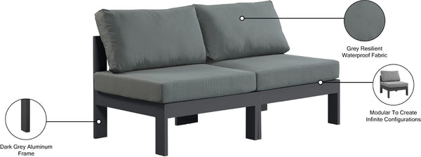Nizuc Waterproof Fabric / Aluminum / Foam Contemporary Grey Waterproof Fabric Outdoor Patio Modular Sofa - 60" W x 30" D x 34" H