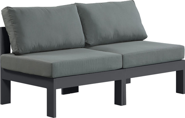Nizuc Waterproof Fabric / Aluminum / Foam Contemporary Grey Waterproof Fabric Outdoor Patio Modular Sofa - 60" W x 30" D x 34" H