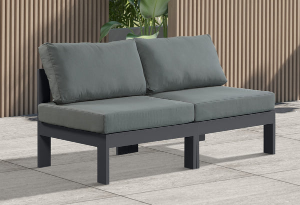 Nizuc Waterproof Fabric / Aluminum / Foam Contemporary Grey Waterproof Fabric Outdoor Patio Modular Sofa - 60" W x 30" D x 34" H