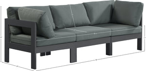 Nizuc Waterproof Fabric / Aluminum / Foam Contemporary Grey Waterproof Fabric Outdoor Patio Modular Sofa - 90" W x 30" D x 34" H