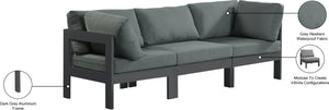 Nizuc Waterproof Fabric / Aluminum / Foam Contemporary Grey Waterproof Fabric Outdoor Patio Modular Sofa - 90" W x 30" D x 34" H