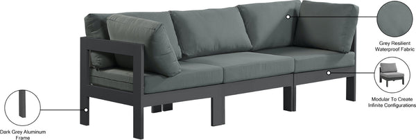 Nizuc Waterproof Fabric / Aluminum / Foam Contemporary Grey Waterproof Fabric Outdoor Patio Modular Sofa - 90" W x 30" D x 34" H