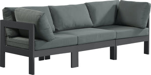 Nizuc Waterproof Fabric / Aluminum / Foam Contemporary Grey Waterproof Fabric Outdoor Patio Modular Sofa - 90" W x 30" D x 34" H