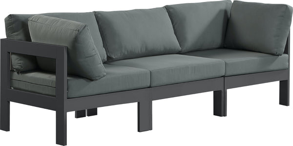 Nizuc Waterproof Fabric / Aluminum / Foam Contemporary Grey Waterproof Fabric Outdoor Patio Modular Sofa - 90" W x 30" D x 34" H