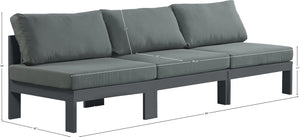 Nizuc Waterproof Fabric / Aluminum / Foam Contemporary Grey Waterproof Fabric Outdoor Patio Modular Sofa - 90" W x 30" D x 34" H