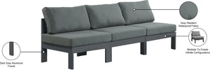 Nizuc Waterproof Fabric / Aluminum / Foam Contemporary Grey Waterproof Fabric Outdoor Patio Modular Sofa - 90" W x 30" D x 34" H