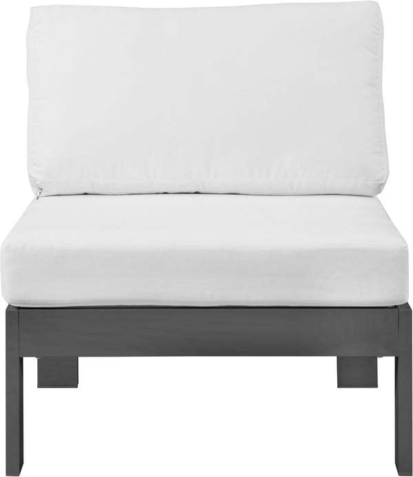 Nizuc Waterproof Fabric / Aluminum / Foam Contemporary White Waterproof Fabric Outdoor Patio Aluminum Armless Chair - 30" W x 30" D x 34" H