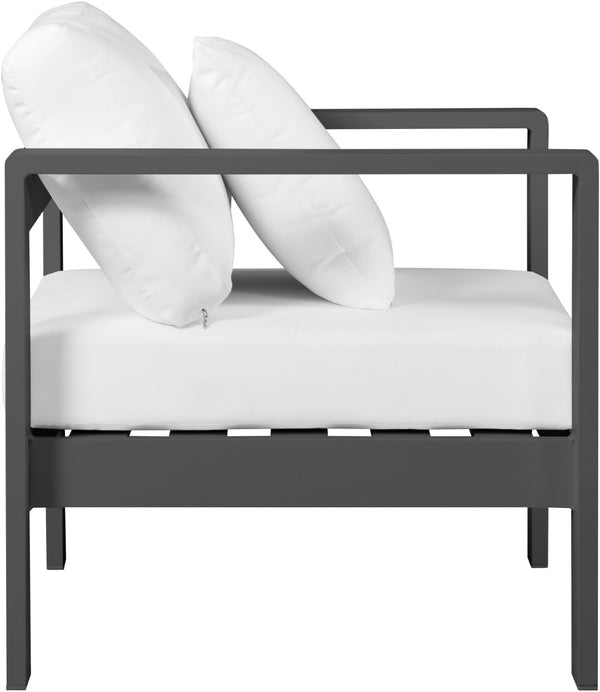 Nizuc Waterproof Fabric / Aluminum / Foam Contemporary White Waterproof Fabric Outdoor Patio Aluminum Arm Chair - 34" W x 30" D x 34" H