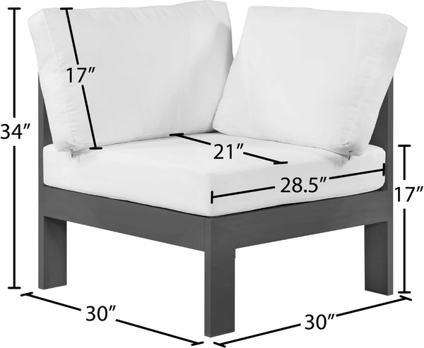 Nizuc Waterproof Fabric / Aluminum / Foam Contemporary White Waterproof Fabric Outdoor Patio Aluminum Corner Chair - 30" W x 30" D x 34" H