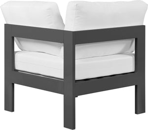 Nizuc Waterproof Fabric / Aluminum / Foam Contemporary White Waterproof Fabric Outdoor Patio Aluminum Corner Chair - 30" W x 30" D x 34" H