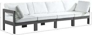 Nizuc Waterproof Fabric / Aluminum / Foam Contemporary White Waterproof Fabric Outdoor Patio Modular Sofa - 120" W x 30" D x 34" H