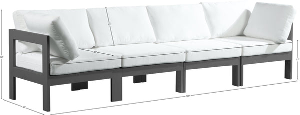 Nizuc Waterproof Fabric / Aluminum / Foam Contemporary White Waterproof Fabric Outdoor Patio Modular Sofa - 120" W x 30" D x 34" H