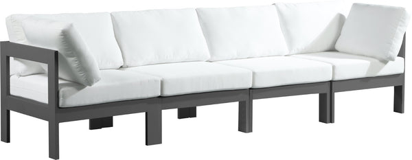 Nizuc Waterproof Fabric / Aluminum / Foam Contemporary White Waterproof Fabric Outdoor Patio Modular Sofa - 120" W x 30" D x 34" H