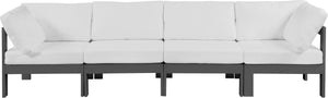 Nizuc Waterproof Fabric / Aluminum / Foam Contemporary White Waterproof Fabric Outdoor Patio Modular Sofa - 120" W x 30" D x 34" H