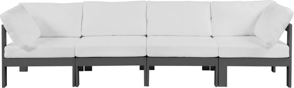 Nizuc Waterproof Fabric / Aluminum / Foam Contemporary White Waterproof Fabric Outdoor Patio Modular Sofa - 120" W x 30" D x 34" H