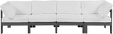 Nizuc Waterproof Fabric / Aluminum / Foam Contemporary White Waterproof Fabric Outdoor Patio Modular Sofa - 120" W x 30" D x 34" H