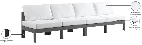 Nizuc Waterproof Fabric / Aluminum / Foam Contemporary White Waterproof Fabric Outdoor Patio Modular Sofa - 120" W x 30" D x 34" H