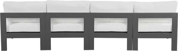 Nizuc Waterproof Fabric / Aluminum / Foam Contemporary White Waterproof Fabric Outdoor Patio Modular Sofa - 120" W x 30" D x 34" H