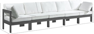 Nizuc Waterproof Fabric / Aluminum / Foam Contemporary White Waterproof Fabric Outdoor Patio Modular Sofa - 150" W x 30" D x 34" H
