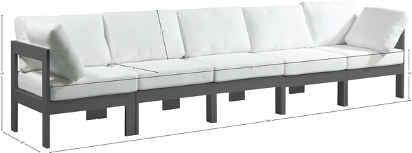 Nizuc Waterproof Fabric / Aluminum / Foam Contemporary White Waterproof Fabric Outdoor Patio Modular Sofa - 150" W x 30" D x 34" H