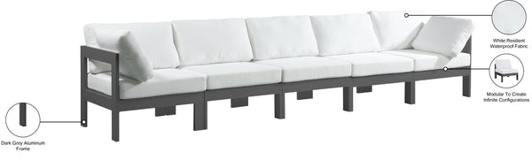 Nizuc Waterproof Fabric / Aluminum / Foam Contemporary White Waterproof Fabric Outdoor Patio Modular Sofa - 150" W x 30" D x 34" H