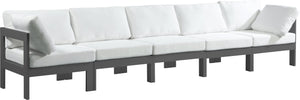 Nizuc Waterproof Fabric / Aluminum / Foam Contemporary White Waterproof Fabric Outdoor Patio Modular Sofa - 150" W x 30" D x 34" H