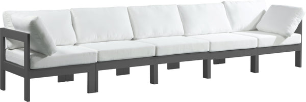 Nizuc Waterproof Fabric / Aluminum / Foam Contemporary White Waterproof Fabric Outdoor Patio Modular Sofa - 150" W x 30" D x 34" H
